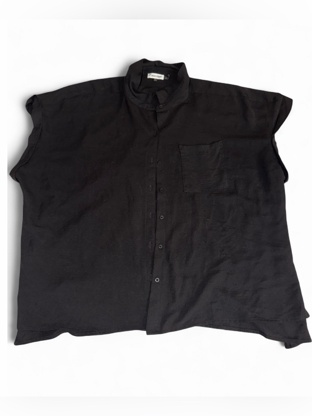 Calvin Klein Black Short-Sleeve Button-Down Shirt